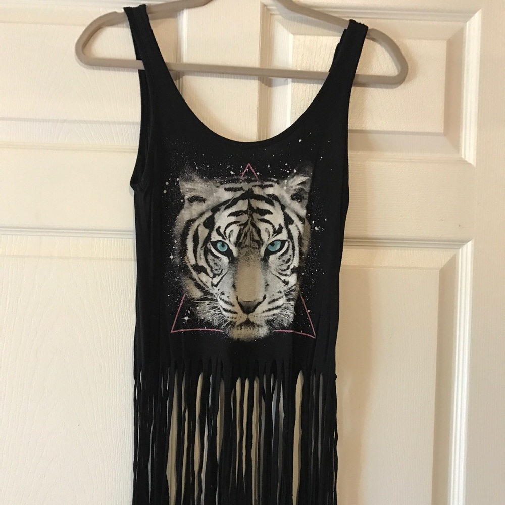 Unique White Tiger Top in Black